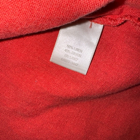 Linen Burnt Orange Fall Color Woman’s Rolled Sleeved Top - Picture 6 of 9